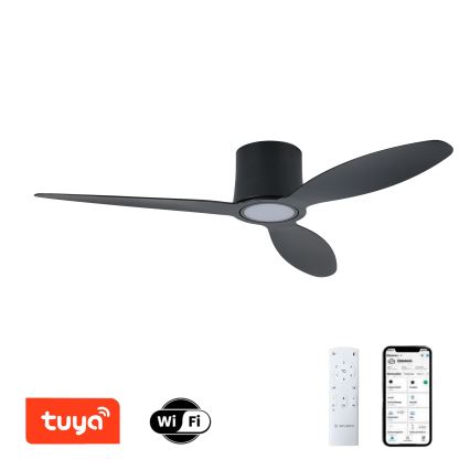 ZEVENTI - LED prigušiva plafonski ventilator VENTORA LED/24W/230V 3000/4000/6000K Wi-Fi Tuya crna + daljinski upravljač