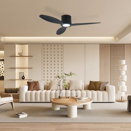 ZEVENTI - LED prigušiva plafonski ventilator VENTORA LED/24W/230V 3000/4000/6000K Wi-Fi Tuya crna + daljinski upravljač