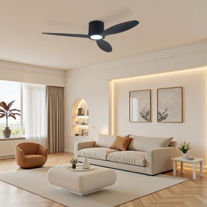ZEVENTI - LED prigušiva plafonski ventilator VENTORA LED/24W/230V 3000/4000/6000K Wi-Fi Tuya crna + daljinski upravljač