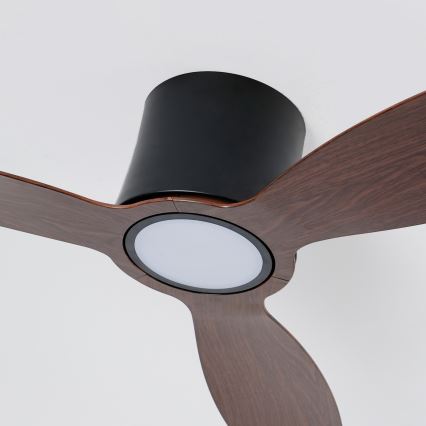 ZEVENTI - LED plafonski ventilator VENTORA, prigušiva, LED/24W/230V 3000/4000/6000K Wi-Fi Tuya crna/orah + daljinski upravljač