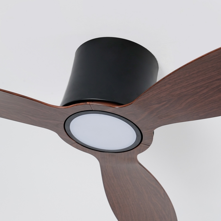 ZEVENTI - LED plafonski ventilator VENTORA, prigušiva, LED/24W/230V 3000/4000/6000K Wi-Fi Tuya crna/orah + daljinski upravljač