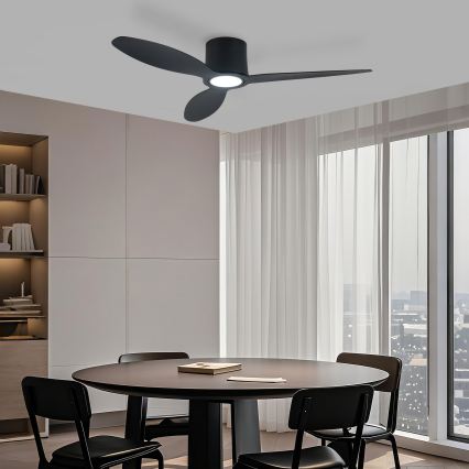 ZEVENTI - LED prigušiva plafonski ventilator VENTORA LED/24W/230V 3000/4000/6000K Wi-Fi Tuya crni + daljinski upravljač