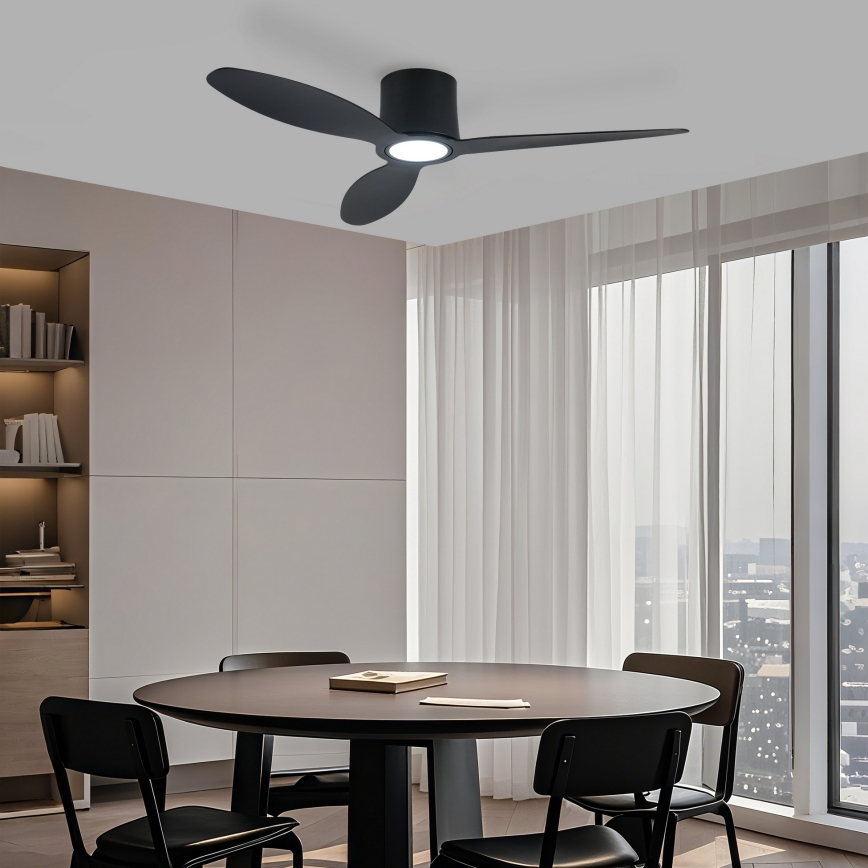 ZEVENTI - LED prigušiva plafonski ventilator VENTORA LED/24W/230V 3000/4000/6000K Wi-Fi Tuya crni + daljinski upravljač