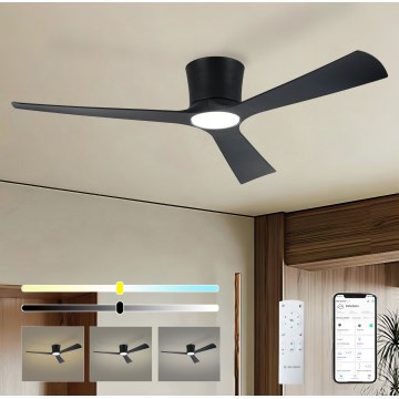 ZEVENTI - LED prigušiva plafonski ventilator AUREX LED/24W/230V 3000/4000/6000K Wi-Fi Tuya crna + daljinski upravljač