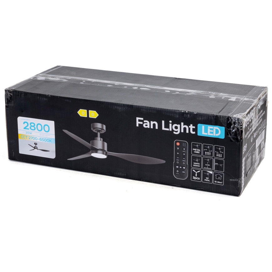 ZEVENTI - LED prigušiva plafonski ventilator ULUWATU LED/20W/230V 2700-6500K 132 cm crna + daljinski upravljač