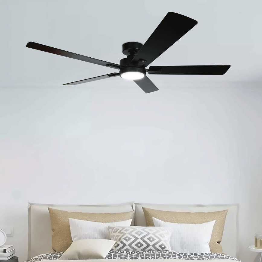 ZEVENTI - LED prigušiva plafonski ventilator WAIKIKI LED/20W/230V 2700-6500K 132 cm crna + daljinski upravljač