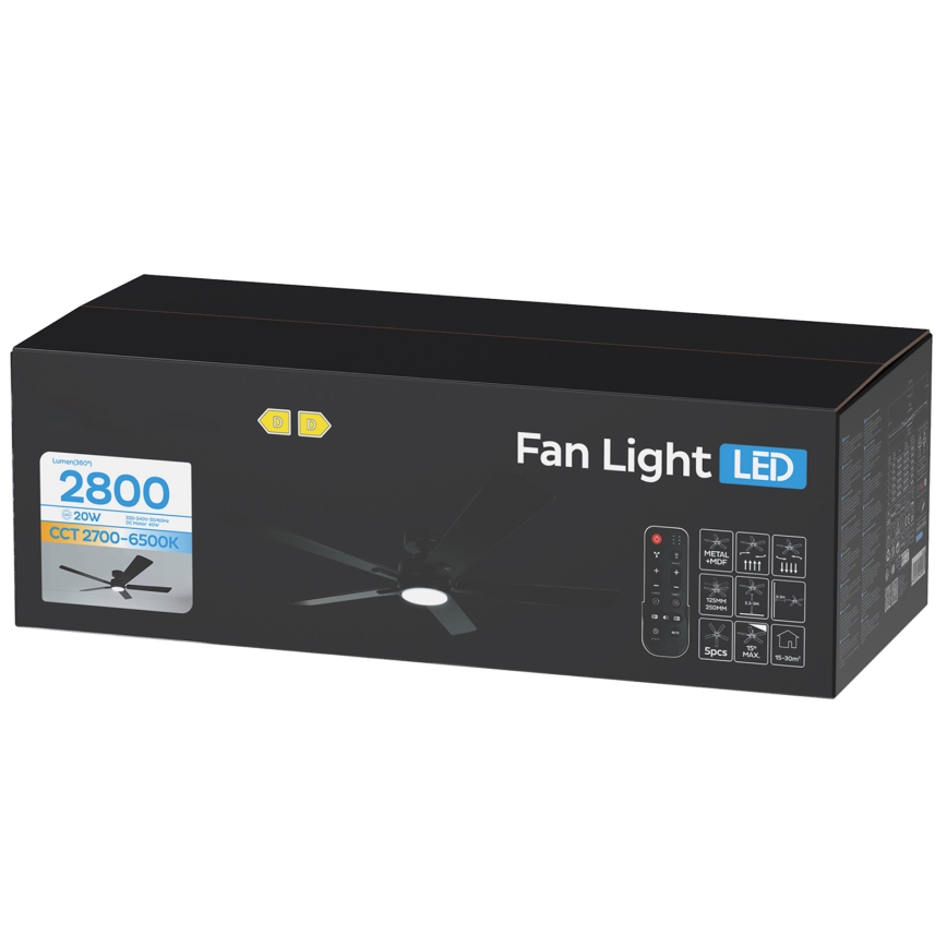 ZEVENTI - LED prigušiva plafonski ventilator WAIKIKI LED/20W/230V 2700-6500K 132 cm crna + daljinski upravljač