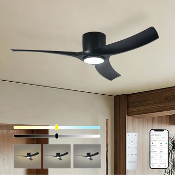 ZEVENTI - LED prigušiva plafonski ventilator ORBITO LED/24W/230V 3000/4000/6000K Wi-Fi Tuya crni + daljinski upravljač