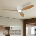 ZEVENTI - LED prigušiva plafonski ventilator VENTORA LED/24W/230V 3000/4000/6000K Wi-Fi Tuya bela/hrast + daljinski upravljač