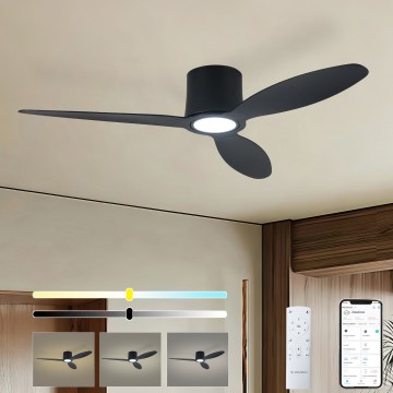 ZEVENTI - LED prigušiva plafonski ventilator VENTORA LED/24W/230V 3000/4000/6000K Wi-Fi Tuya crna + daljinski upravljač