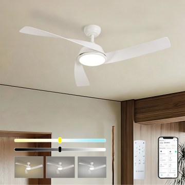 ZEVENTI - LED prigušiva stropni ventilator AERYS LED/24W/230V 3000/4000/6000K Wi-Fi Tuya bela + daljinski upravljač