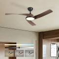 ZEVENTI - LED prigušiva stropni ventilator AERYS LED/24W/230V 3000/4000/6000K Wi-Fi Tuya crna/orah + daljinski upravljač