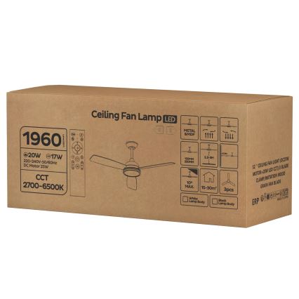 ZEVENTI - prigušiva LED plafonski ventilator ULUWATU LED/20W/230V 2700-6500K 132 cm braon + daljinski upravljač