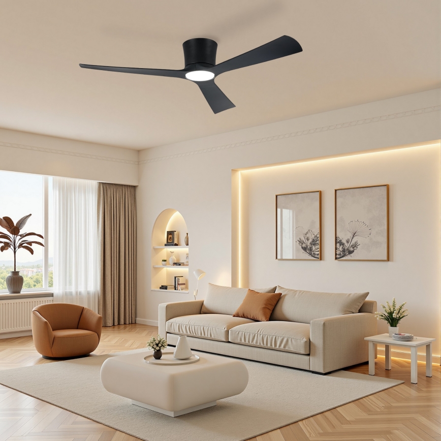 ZEVENTI - LED prigušiva plafonski ventilator AUREX LED/24W/230V 3000/4000/6000K Wi-Fi Tuya crna + daljinski upravljač