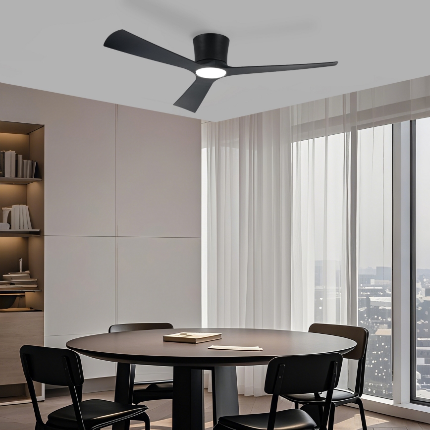 ZEVENTI - LED prigušiva plafonski ventilator AUREX LED/24W/230V 3000/4000/6000K Wi-Fi Tuya crna + daljinski upravljač