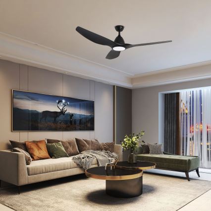 ZEVENTI - LED stropni ventilator URBINO LED/20W/230V 3000/4000/6000K Wi-Fi Tuya crna + daljinski upravljač