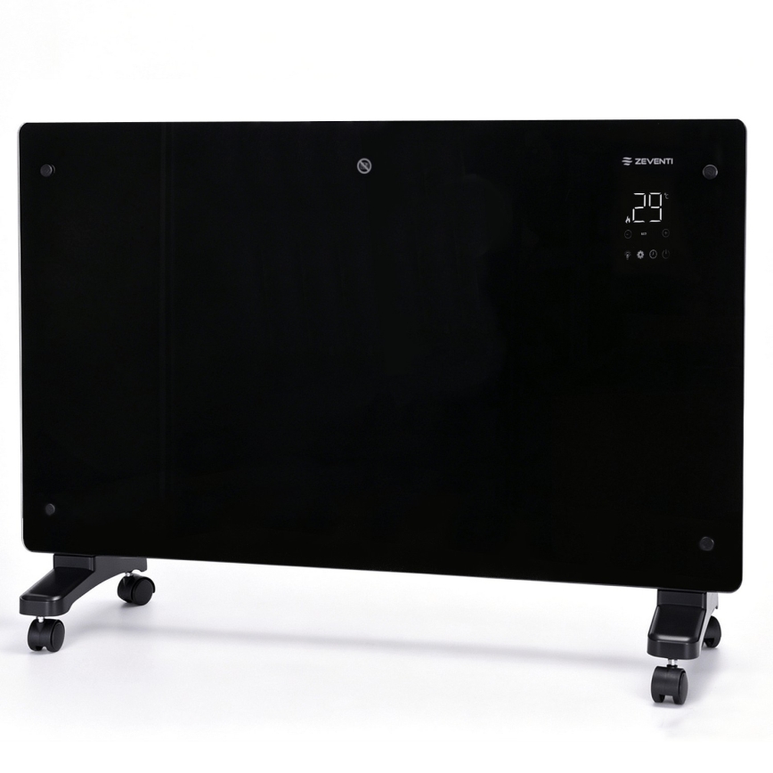 ZEVENTI - Pametni zidni električni grejač/konvektor sa LCD displejem 1000/2000W/230V Wi-Fi crna