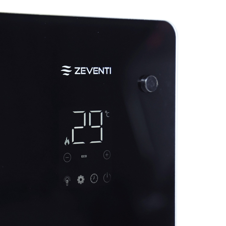 ZEVENTI - Pametni zidni električni grejač/konvektor sa LCD displejem 1000/2000W/230V Wi-Fi crna