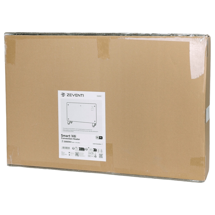 ZEVENTI - Pametni zidni električni grejač/konvektor sa LCD displejem 1000/2000W/230V Wi-Fi crna