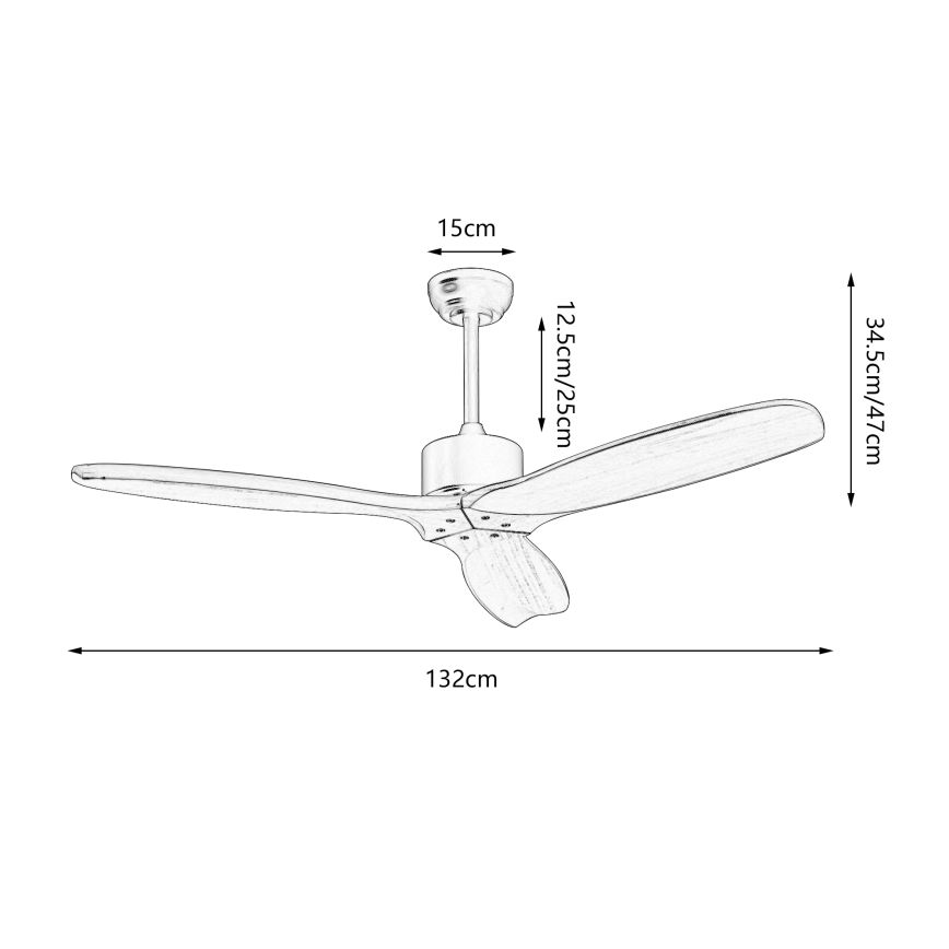 ZEVENTI - Plafonski ventilator CUENCA Wi-Fi Tuya crna/hrast + daljinski upravljač
