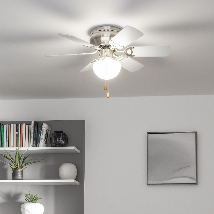 ZEVENTI - Plafonski ventilator GALDANA 1xE27/60W/230V siva/bela