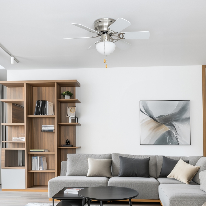 ZEVENTI - Plafonski ventilator GALDANA 1xE27/60W/230V siva/bela