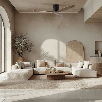 ZEVENTI - Plafonski ventilator SPELLO Wi-Fi Tuya crna/hrast + daljinski upravljač