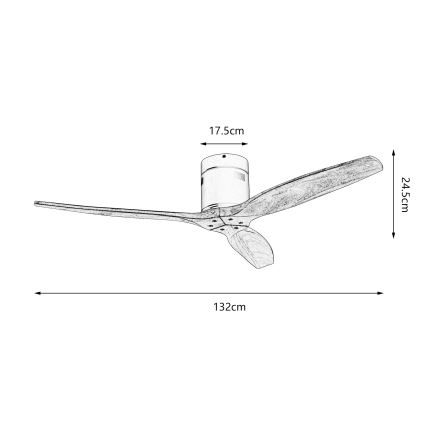 ZEVENTI - Plafonski ventilator SPELLO Wi-Fi Tuya crna/hrast + daljinski upravljač