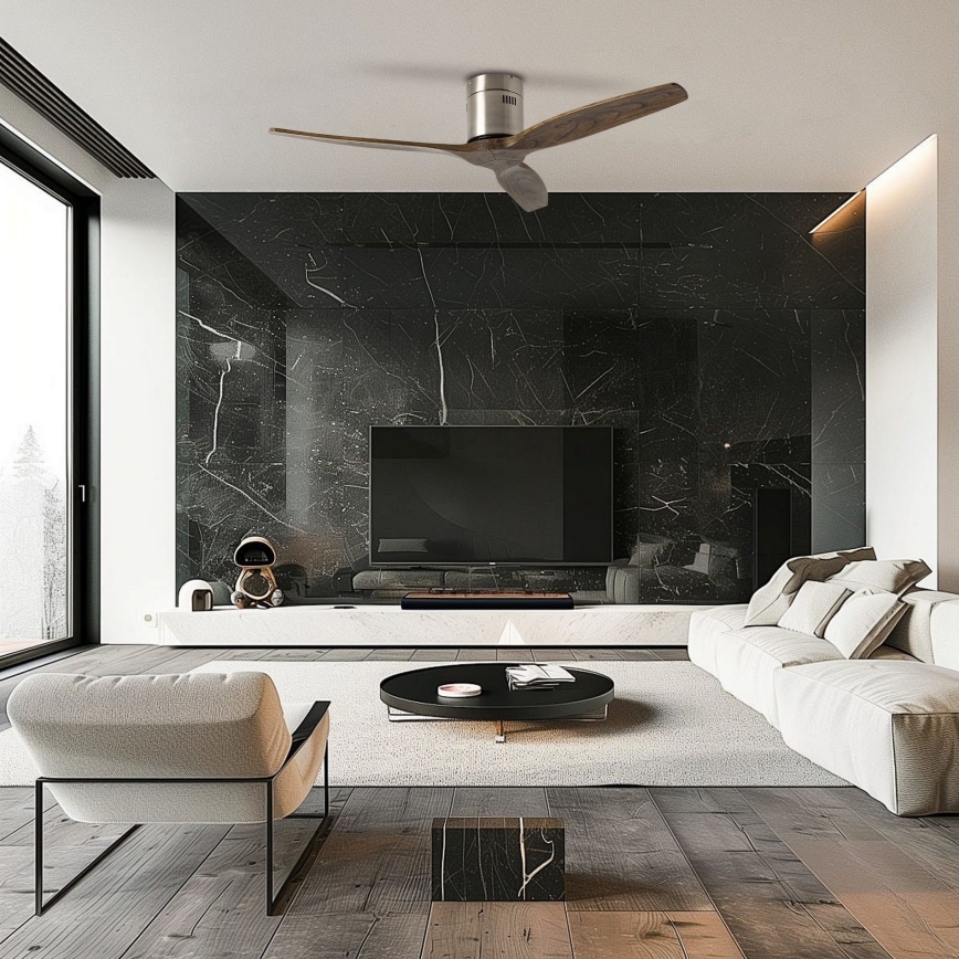 ZEVENTI - Plafonski ventilator SPELLO Wi-Fi Tuya matni hrom/hrast + daljinski upravljač