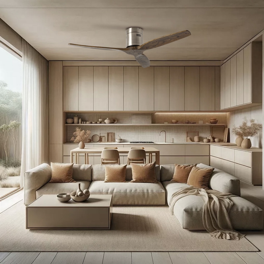 ZEVENTI - Plafonski ventilator SPELLO Wi-Fi Tuya matni hrom/hrast + daljinski upravljač