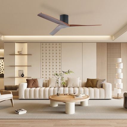 ZEVENTI - Plafonski ventilator VELLON Wi-Fi Tuya crna/orah + daljinski upravljač