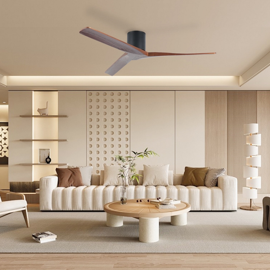 ZEVENTI - Plafonski ventilator VELLON Wi-Fi Tuya crna/orah + daljinski upravljač