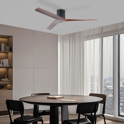 ZEVENTI - Plafonski ventilator VELLON Wi-Fi Tuya crna/orah + daljinski upravljač