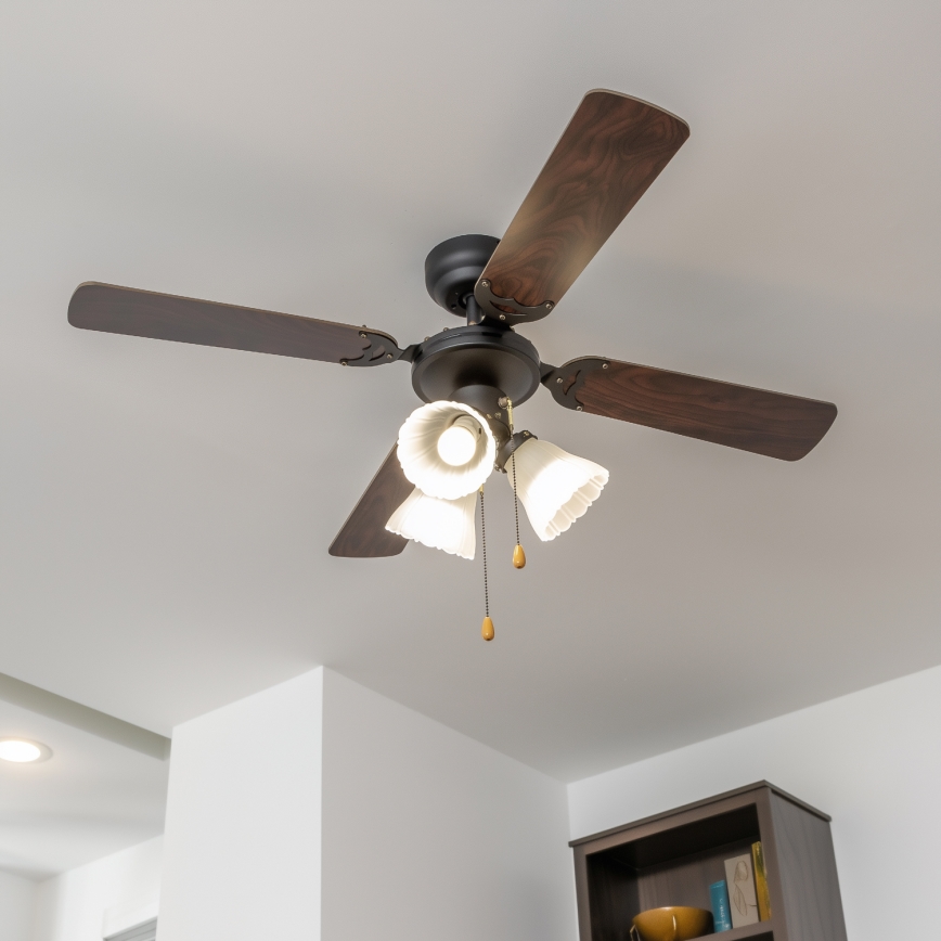 ZEVENTI - Plafonski ventilator ZURRIOLA 3xE27/60W/230V braon