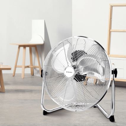 ZEVENTI - Podni ventilator FLOW 60W/230V, prečnika 44,5 cm, u sjajnom hromu