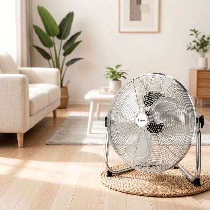 ZEVENTI - Podni ventilator FLOW 60W/230V, prečnika 44,5 cm, u sjajnom hromu