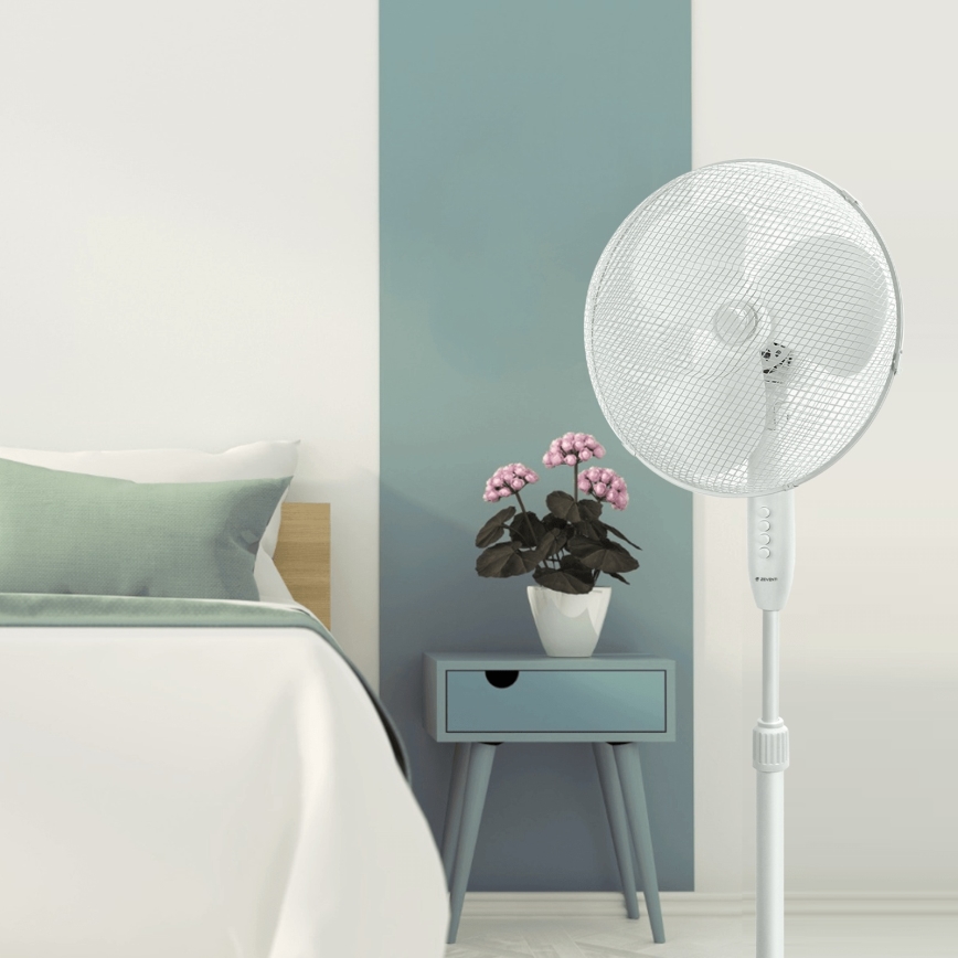 ZEVENTI - Stojeći ventilator FLOW 45W/230V 120 cm bela