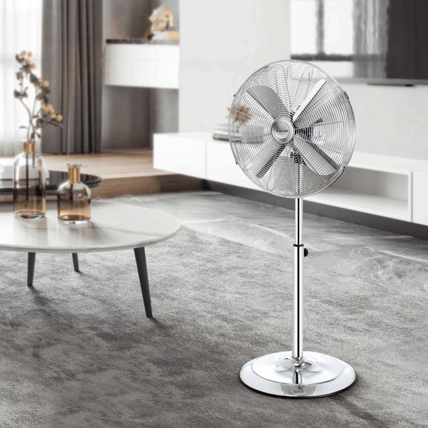 ZEVENTI - Stajaći ventilator FLOW 50W/230V 125 cm sjajni hrom