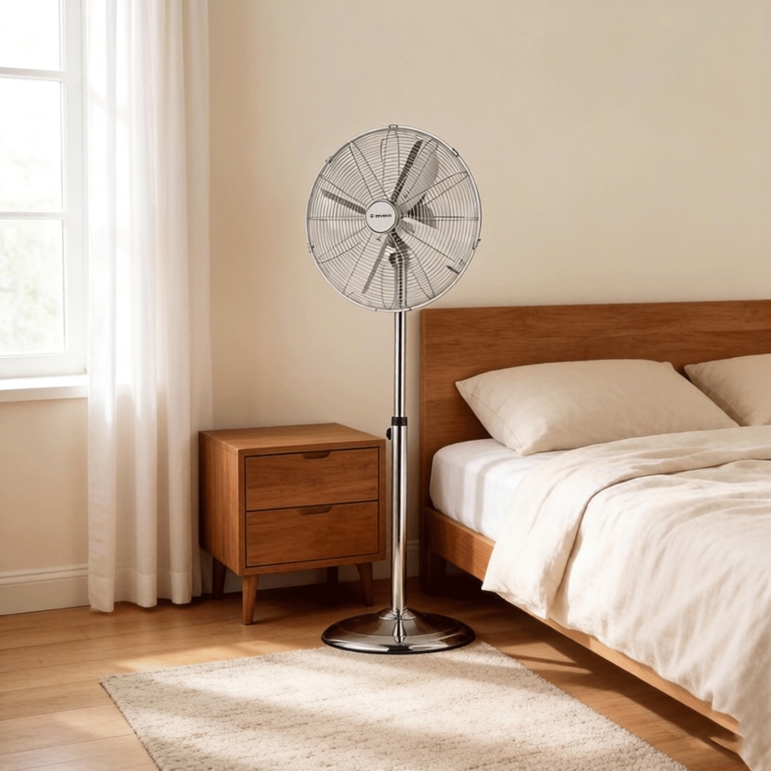 ZEVENTI - Stajaći ventilator FLOW 50W/230V 125 cm sjajni hrom
