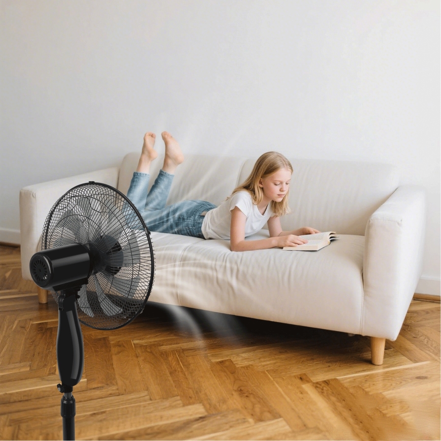 ZEVENTI - Stojeći ventilator FLOW 55W/230V 130 cm crni + daljinski upravljač
