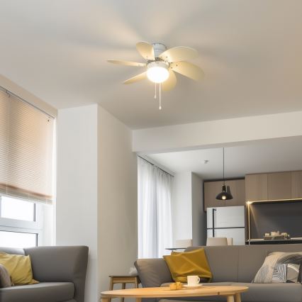 ZEVENTI - Stropni ventilator FAMARA 1xE14/60W/230V bela