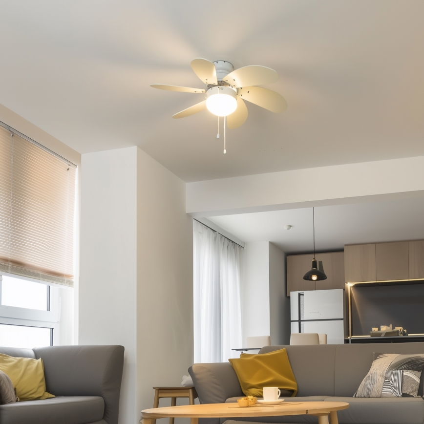 ZEVENTI - Stropni ventilator FAMARA 1xE14/60W/230V bela