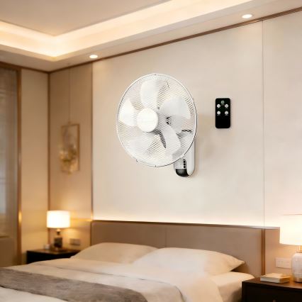 ZEVENTI - Zidni ventilator FANNY 45W/230V prečnik 41 cm beli + daljinski upravljač