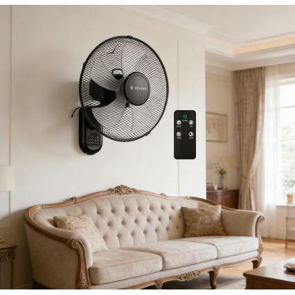 ZEVENTI - Zidni ventilator FANNY 45W/230V, prečnik 41 cm, crne boje, sa daljinskim upravljačem