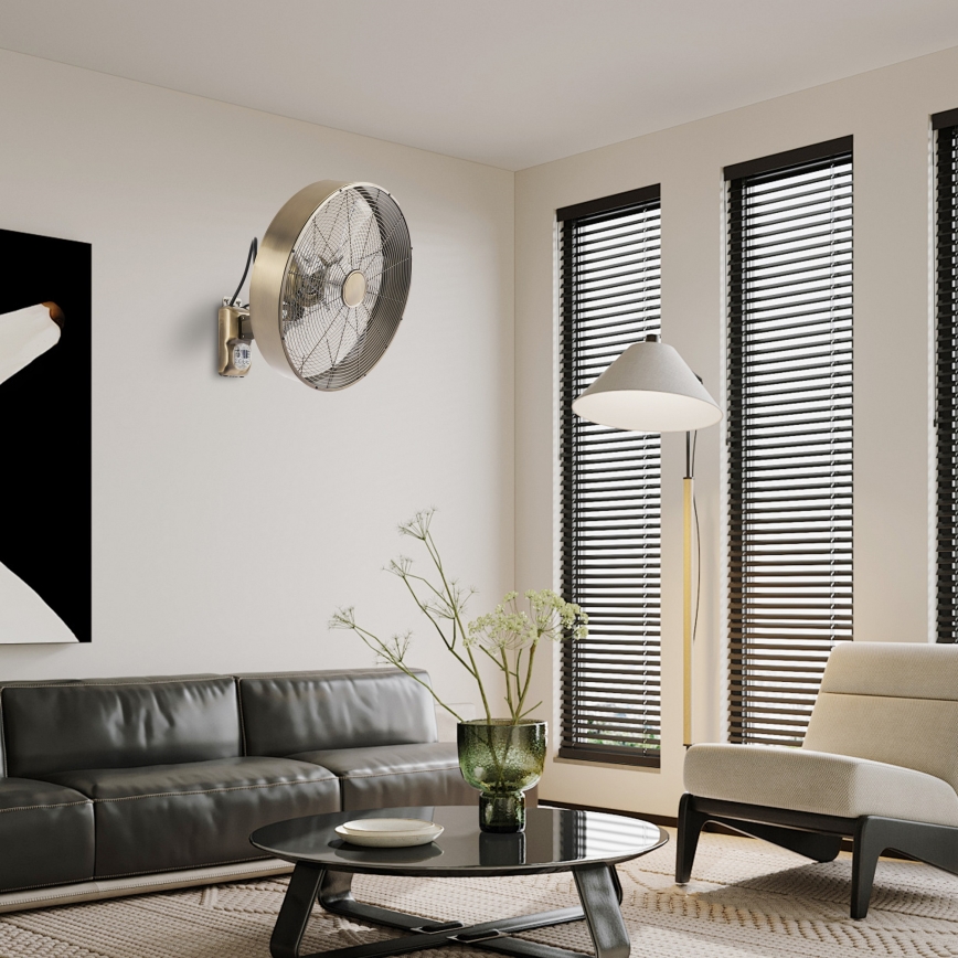 ZEVENTI - Zidni ventilator FANNY 50W/230V, prečnika 45 cm, bronzena boja + daljinski upravljač