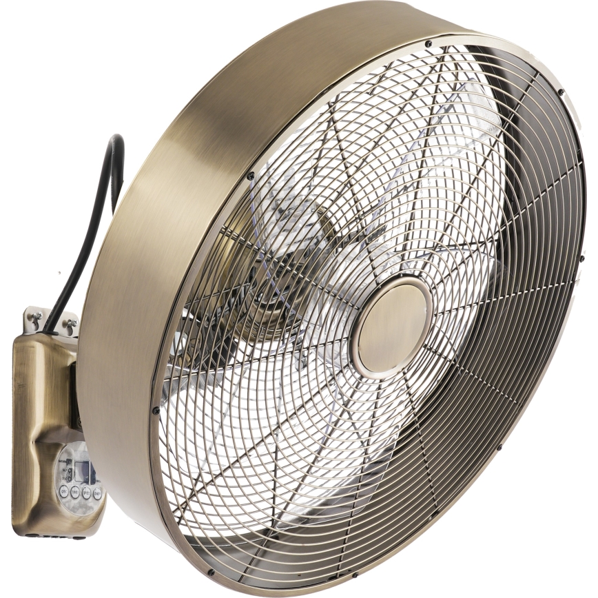 ZEVENTI - Zidni ventilator FANNY 50W/230V, prečnika 45 cm, bronzena boja + daljinski upravljač