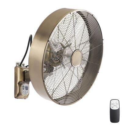 ZEVENTI - Zidni ventilator FANNY 50W/230V, prečnika 45 cm, bronzena boja + daljinski upravljač