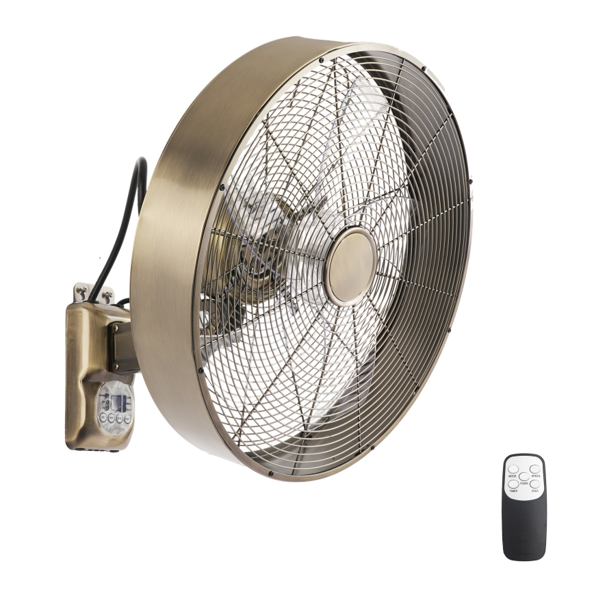ZEVENTI - Zidni ventilator FANNY 50W/230V, prečnika 45 cm, bronzena boja + daljinski upravljač