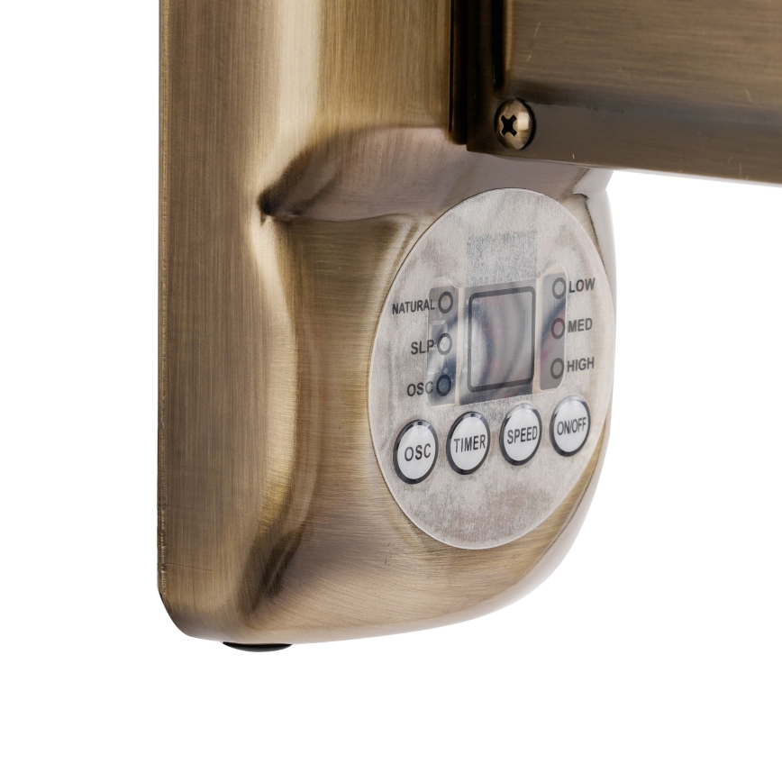 ZEVENTI - Zidni ventilator FANNY 50W/230V, prečnika 45 cm, bronzena boja + daljinski upravljač