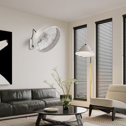 ZEVENTI - Zidni ventilator FANNY 50W/230V prečnika 45 cm mat hrom + daljinski upravljač